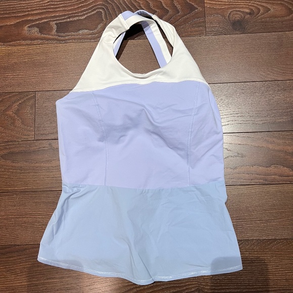 NWT LULULEMON PEPLUM TANK TOP SZ 8 LILAC/WHITE [RARE] - Picture 1 of 2